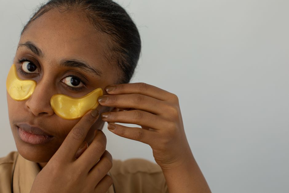 Close-up of the under-eye area during a skincare routine
